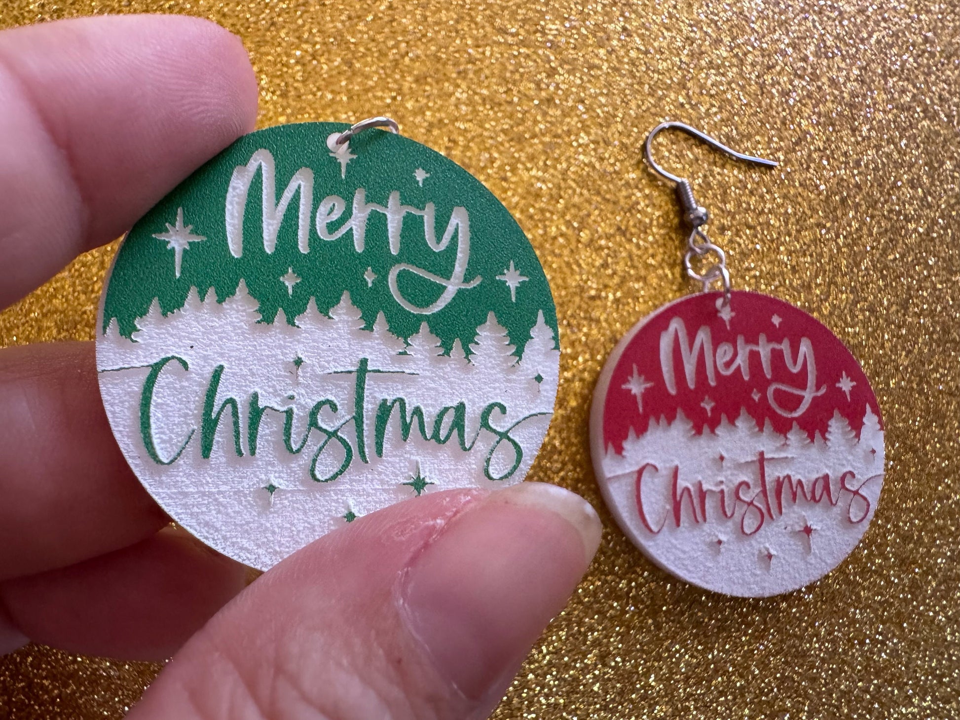 Merry Christmas Earrings: Laser Cut Acrylic Xmas Earrings, X-mas, Winter Holidays, Santa Claus, Snow, Presents, Best Gifts for Her/Him/Them