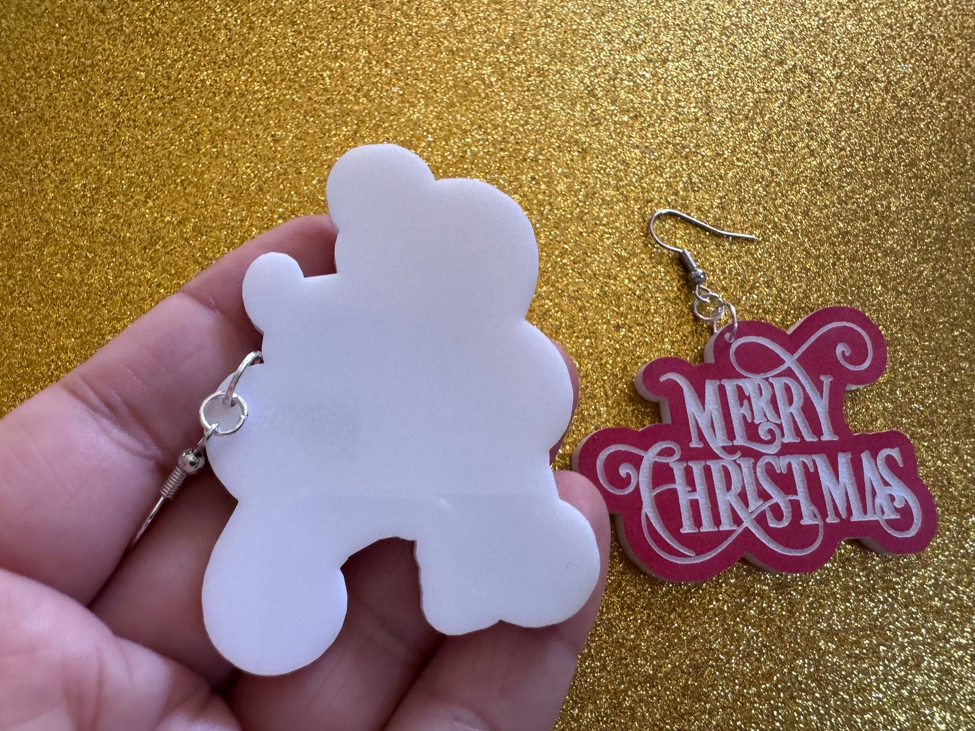 Merry Christmas Earrings: Laser Cut Acrylic Xmas Text Earrings, X-mas, Winter Holidays, Santa Claus, Presents, Best Gifts for Her/Him/Them