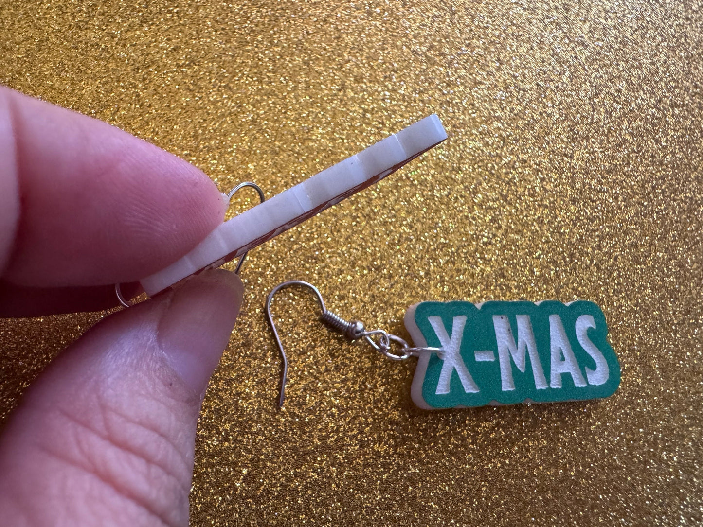 Merry X-mas Earrings: Laser Cut Acrylic Christmas Text Earrings, Xmas, Winter Holidays, Santa Claus, Presents, Best Gifts for Her/Him/Them