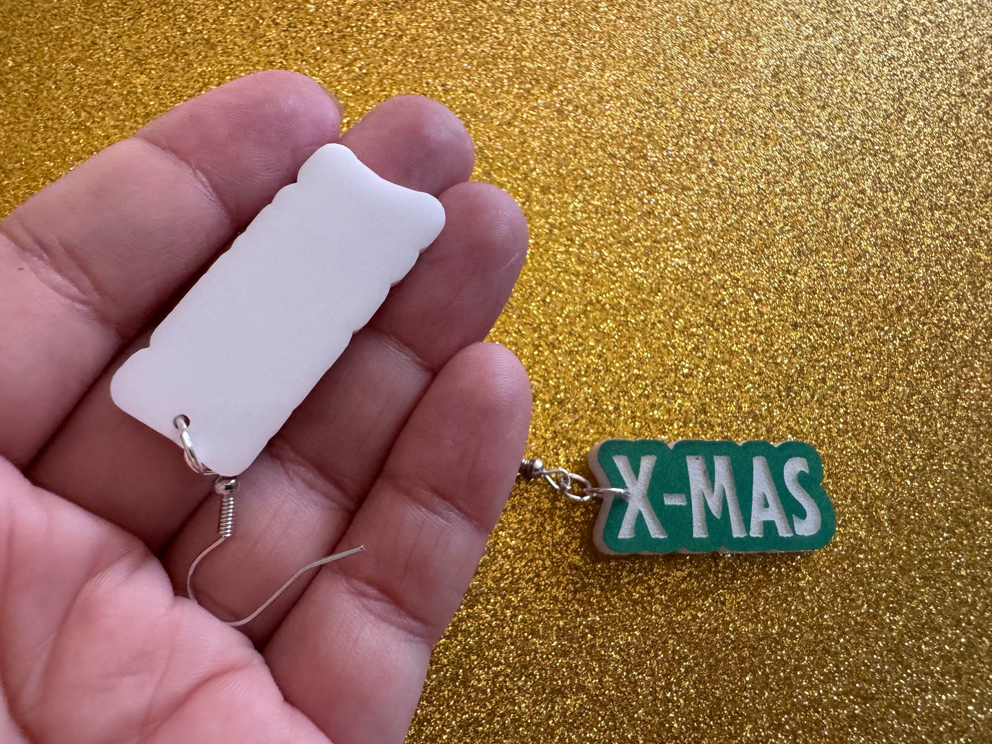 Merry X-mas Earrings: Laser Cut Acrylic Christmas Text Earrings, Xmas, Winter Holidays, Santa Claus, Presents, Best Gifts for Her/Him/Them