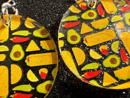Mexican Food Earrings: Laser Cut Acrylic Tacos, Burritos, Guacamole, Avocado, Chips, Chili Pepper, Lime, Cuisine Best Gifts for Her/Him/Them