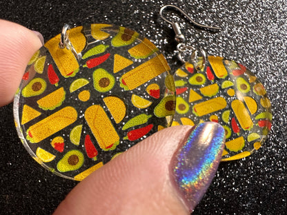 Mexican Food Earrings: Laser Cut Acrylic Tacos, Burritos, Guacamole, Avocado, Chips, Chili Pepper, Lime, Cuisine Best Gifts for Her/Him/Them