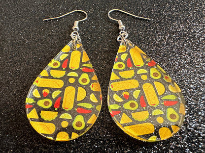Mexican Food Earrings: Laser Cut Acrylic Tacos, Burritos, Guacamole, Avocado, Chips, Chili Pepper, Lime, Cuisine Best Gifts for Her/Him/Them