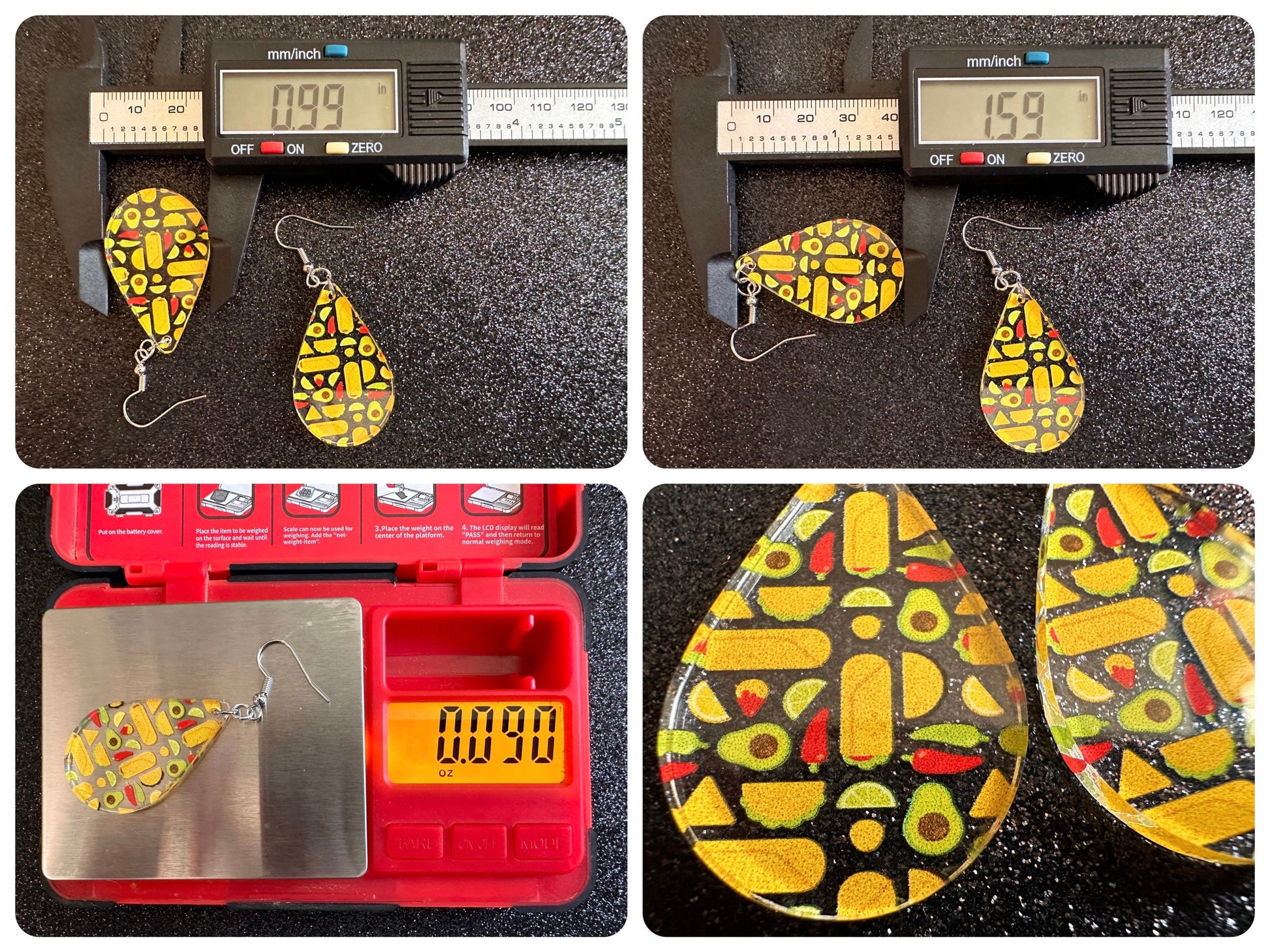 Mexican Food Earrings: Laser Cut Acrylic Tacos, Burritos, Guacamole, Avocado, Chips, Chili Pepper, Lime, Cuisine Best Gifts for Her/Him/Them