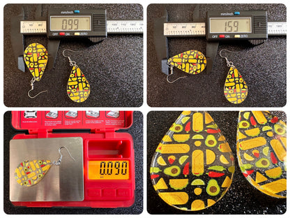 Mexican Food Earrings: Laser Cut Acrylic Tacos, Burritos, Guacamole, Avocado, Chips, Chili Pepper, Lime, Cuisine Best Gifts for Her/Him/Them