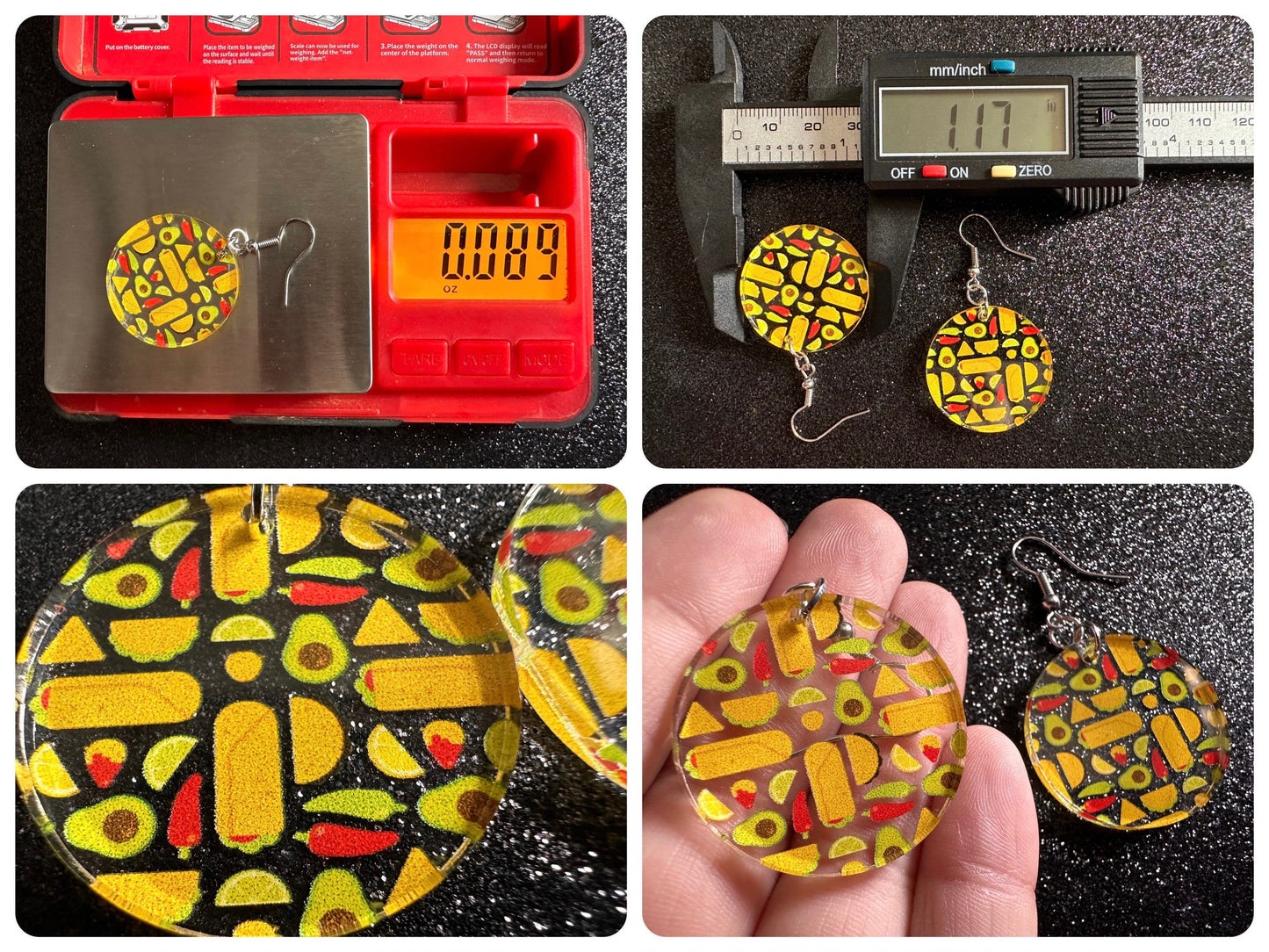 Mexican Food Earrings: Laser Cut Acrylic Tacos, Burritos, Guacamole, Avocado, Chips, Chili Pepper, Lime, Cuisine Best Gifts for Her/Him/Them