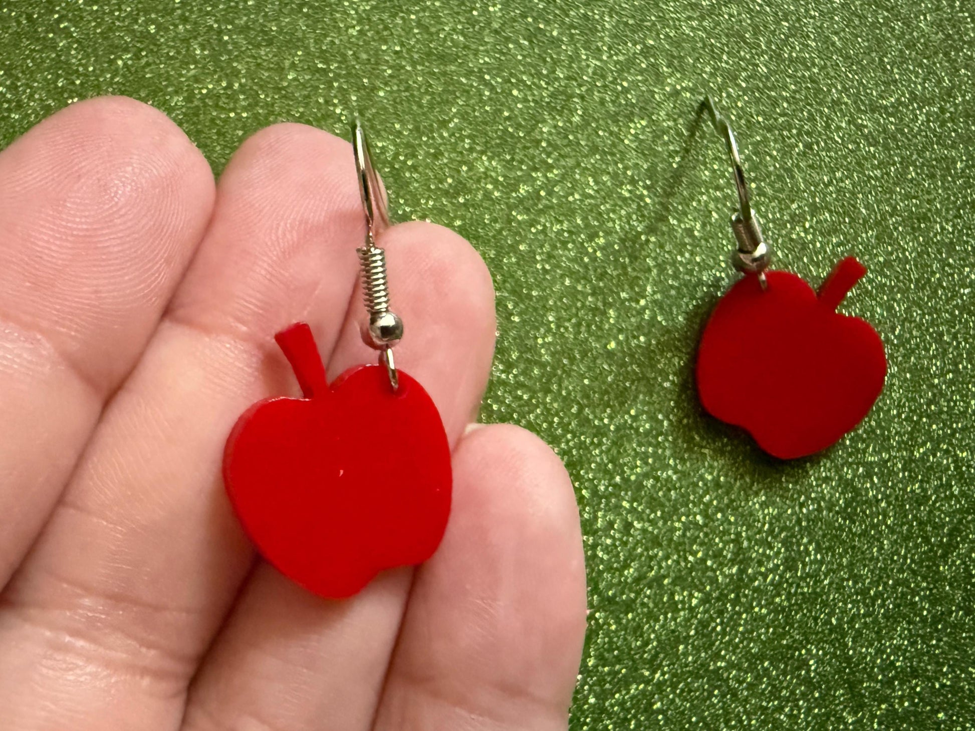 Mini Apple Earrings: Laser Cut Acrylic Apples, Fruit, Fall, Food Earrings, Teacher Present, Red Apples, Autumn, Best Gifts for Her/Him/Them
