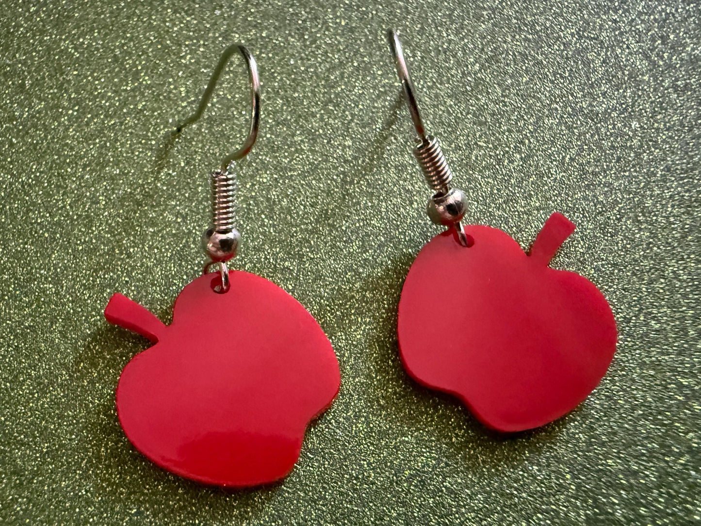 Mini Apple Earrings: Laser Cut Acrylic Apples, Fruit, Fall, Food Earrings, Teacher Present, Red Apples, Autumn, Best Gifts for Her/Him/Them