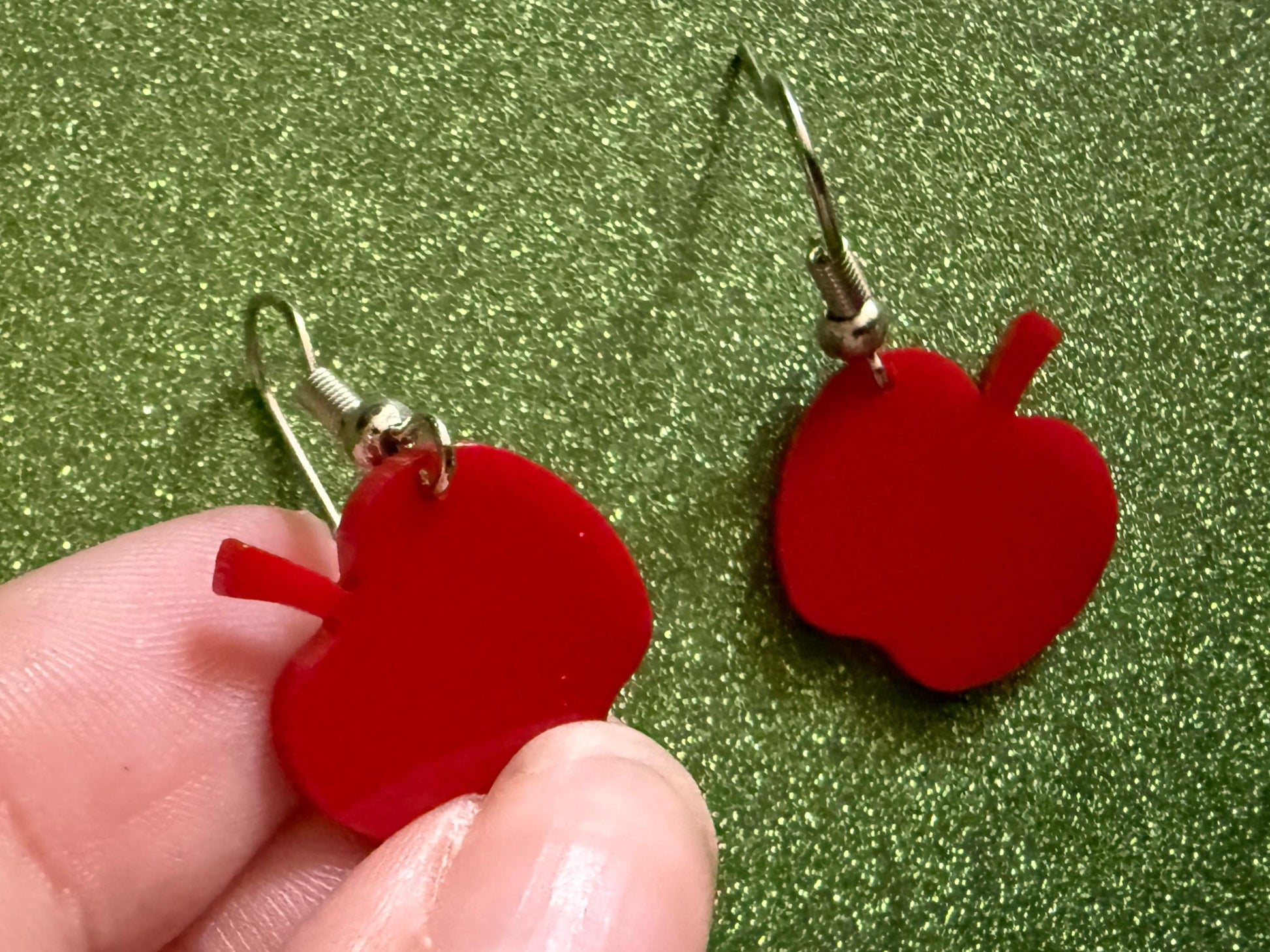 Mini Apple Earrings: Laser Cut Acrylic Apples, Fruit, Fall, Food Earrings, Teacher Present, Red Apples, Autumn, Best Gifts for Her/Him/Them