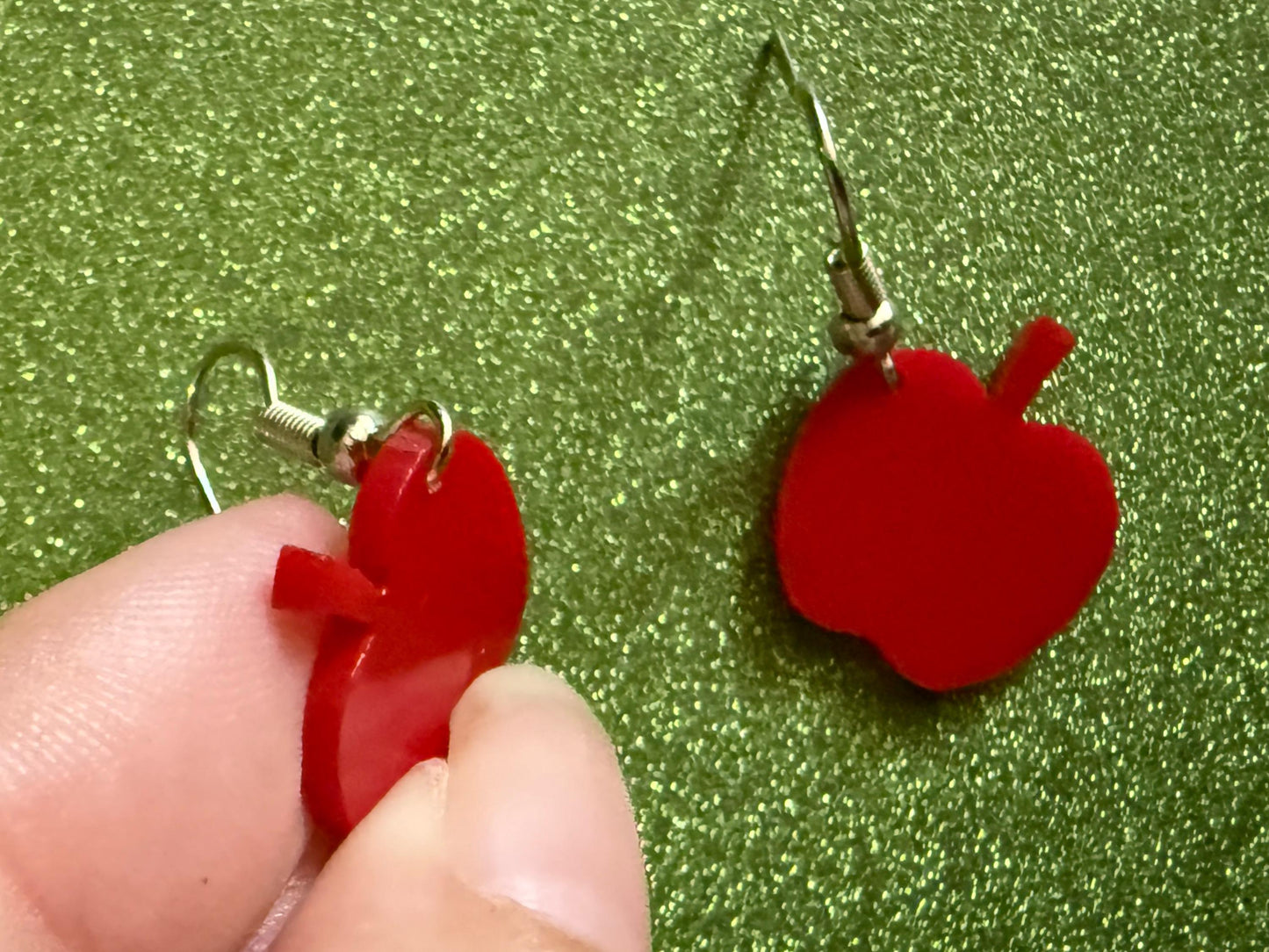 Mini Apple Earrings: Laser Cut Acrylic Apples, Fruit, Fall, Food Earrings, Teacher Present, Red Apples, Autumn, Best Gifts for Her/Him/Them