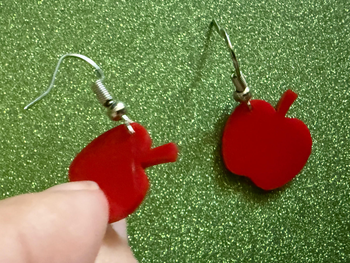 Mini Apple Earrings: Laser Cut Acrylic Apples, Fruit, Fall, Food Earrings, Teacher Present, Red Apples, Autumn, Best Gifts for Her/Him/Them