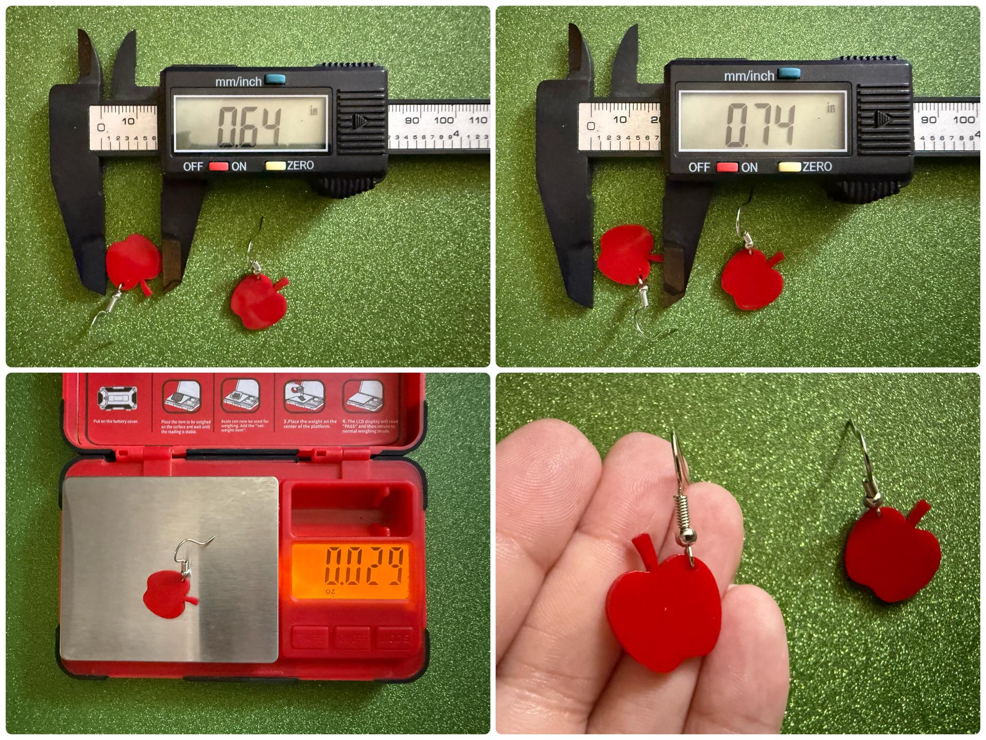 Mini Apple Earrings: Laser Cut Acrylic Apples, Fruit, Fall, Food Earrings, Teacher Present, Red Apples, Autumn, Best Gifts for Her/Him/Them