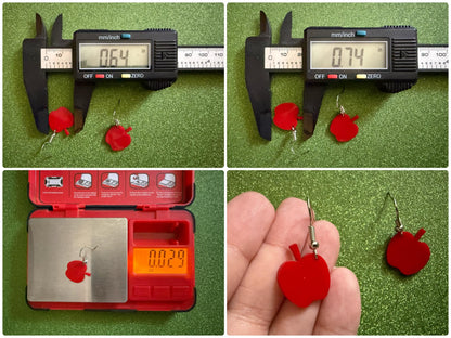 Mini Apple Earrings: Laser Cut Acrylic Apples, Fruit, Fall, Food Earrings, Teacher Present, Red Apples, Autumn, Best Gifts for Her/Him/Them