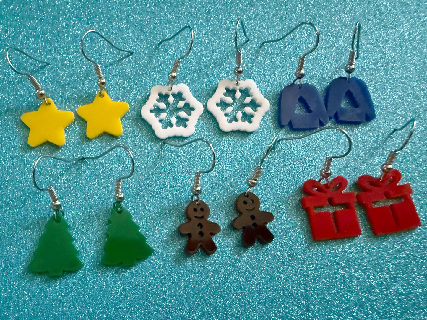 Mini Christmas Tree Earrings: Laser Cut Acrylic Snowflakes, Ugly Sweater, Gingerbead Man, Star, Present, Xmas Trees, Gifts for Her/Him/Them