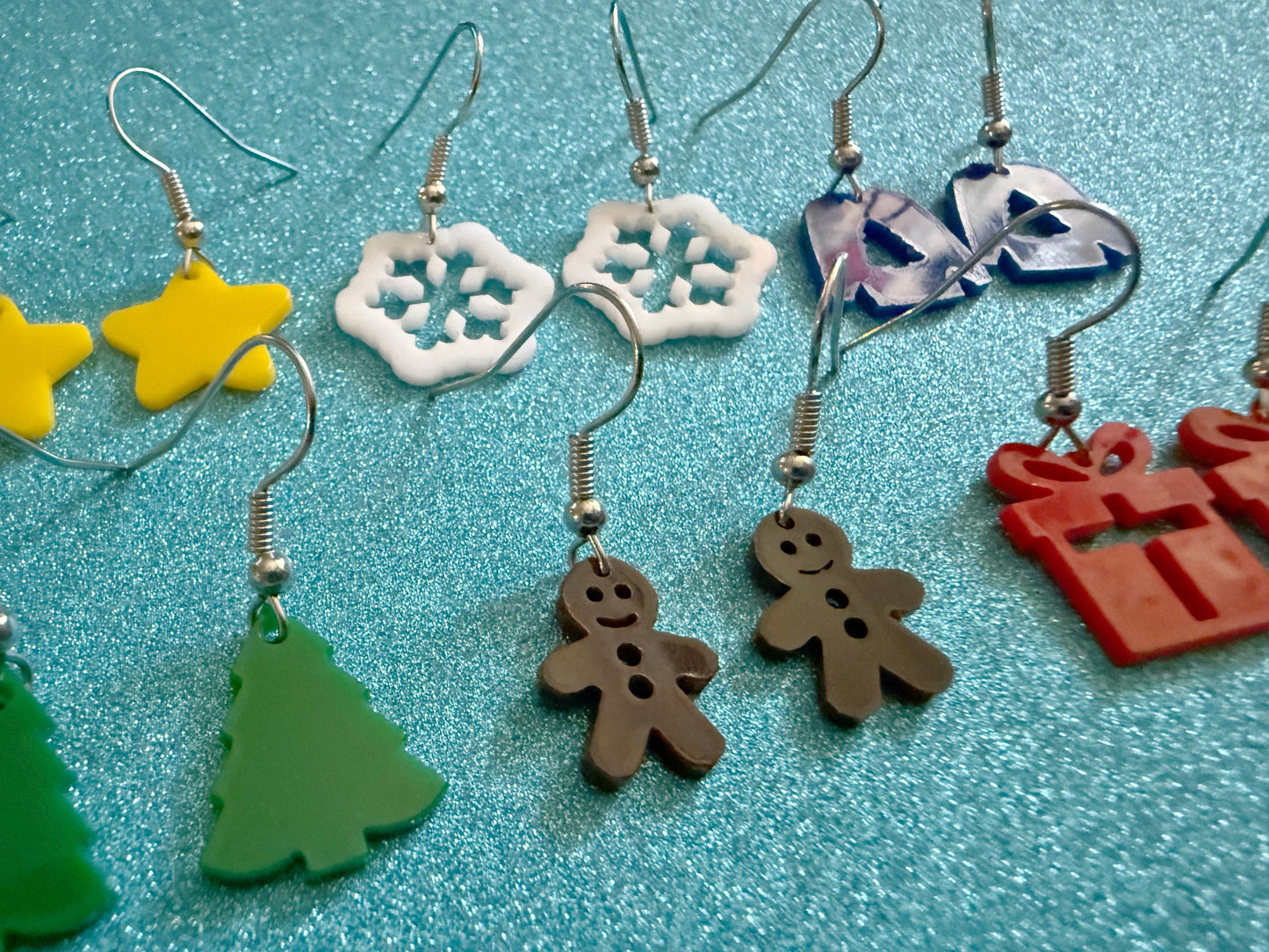 Mini Christmas Tree Earrings: Laser Cut Acrylic Snowflakes, Ugly Sweater, Gingerbead Man, Star, Present, Xmas Trees, Gifts for Her/Him/Them
