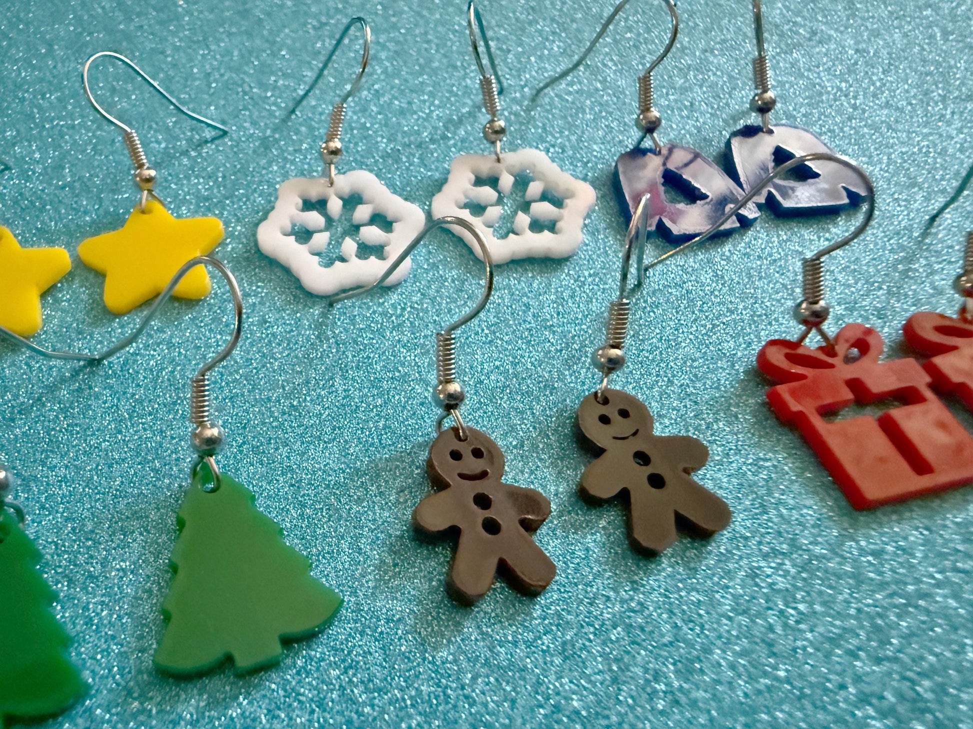 Mini Christmas Tree Earrings: Laser Cut Acrylic Snowflakes, Ugly Sweater, Gingerbead Man, Star, Present, Xmas Trees, Gifts for Her/Him/Them