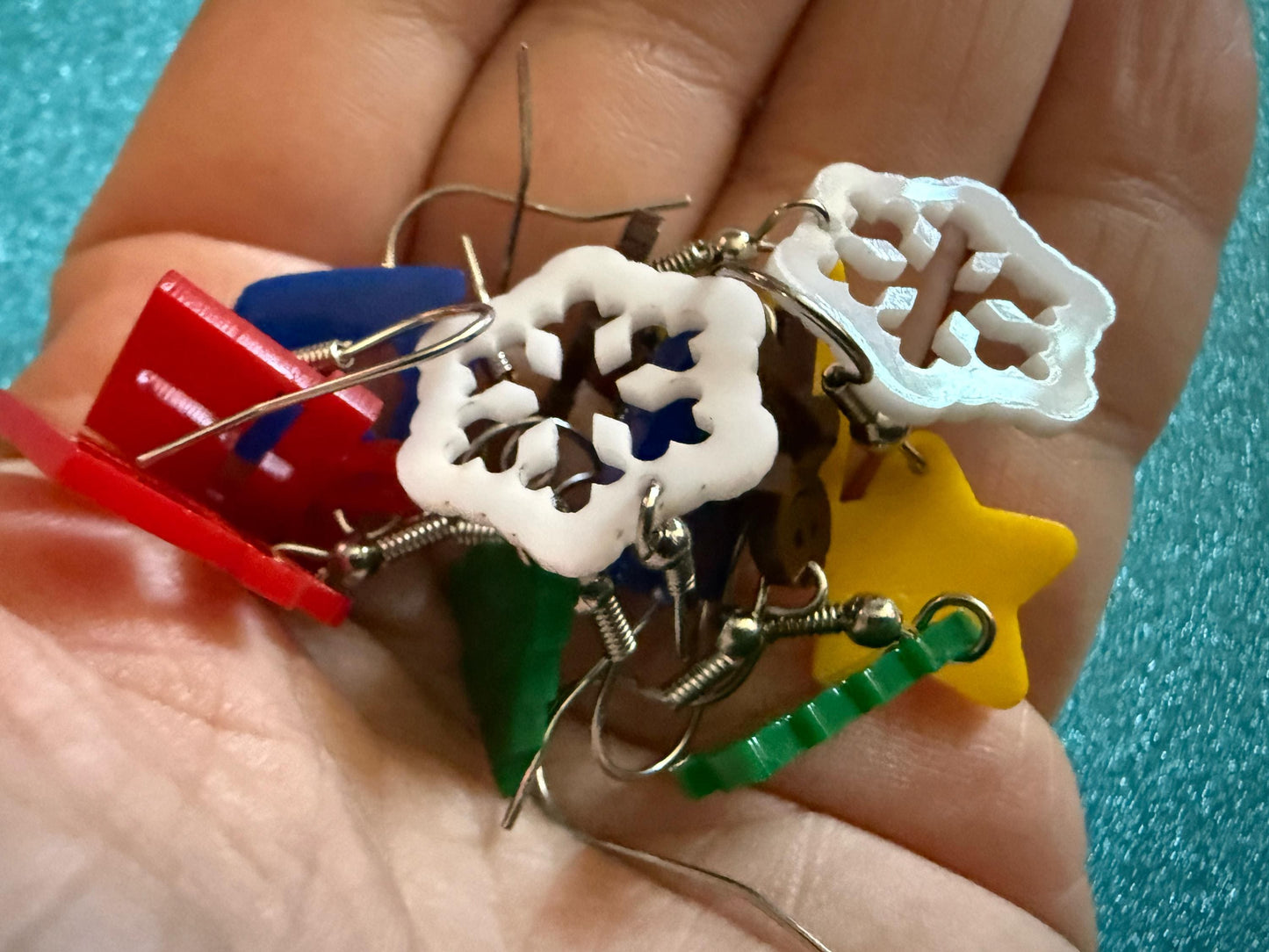Mini Christmas Tree Earrings: Laser Cut Acrylic Snowflakes, Ugly Sweater, Gingerbead Man, Star, Present, Xmas Trees, Gifts for Her/Him/Them