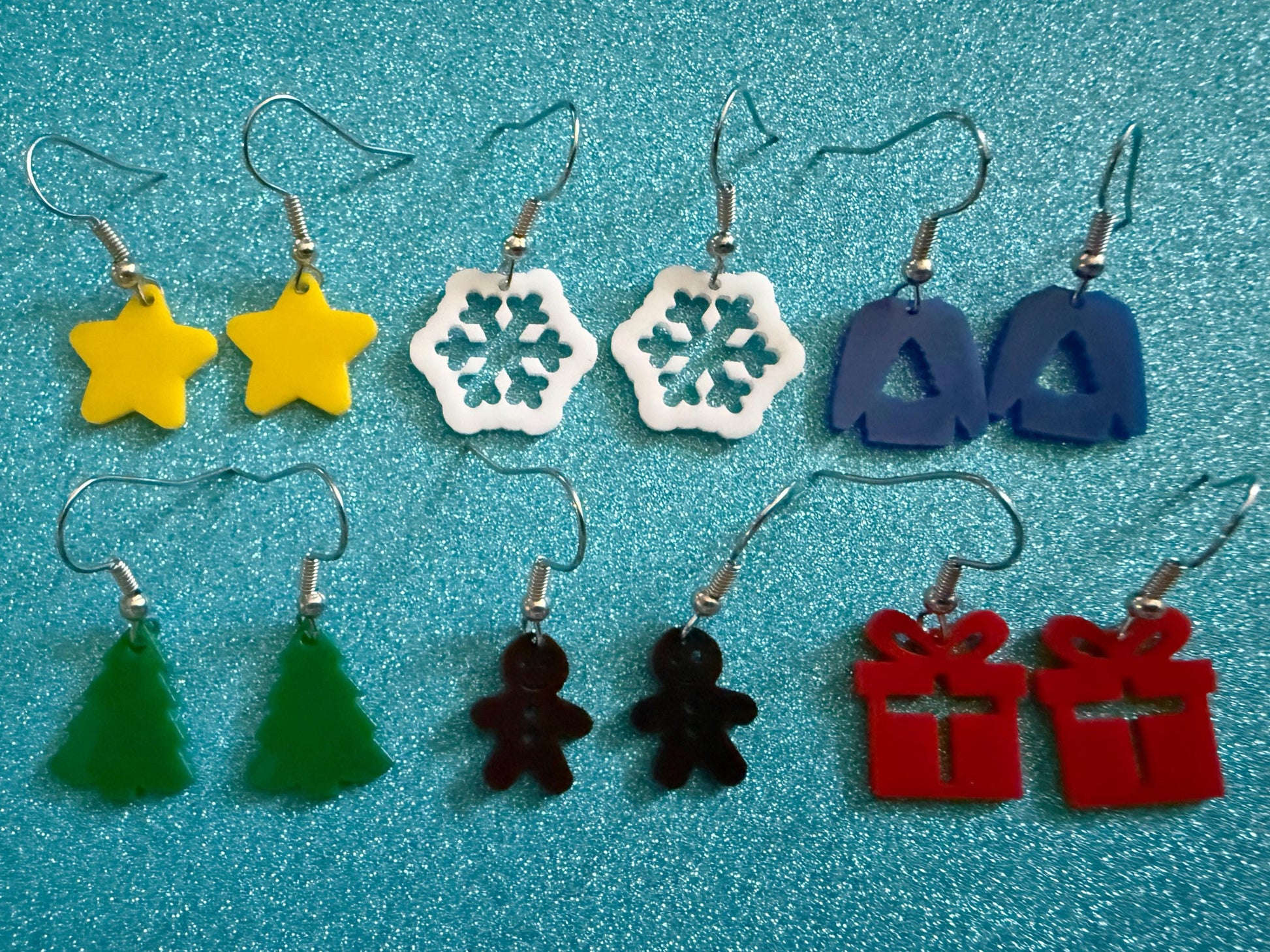 Mini Christmas Tree Earrings: Laser Cut Acrylic Snowflakes, Ugly Sweater, Gingerbead Man, Star, Present, Xmas Trees, Gifts for Her/Him/Them
