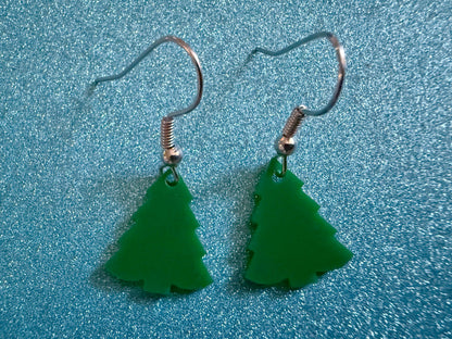 Mini Christmas Tree Earrings: Laser Cut Acrylic X-mas Trees, Evergreens, Green Earrings, Xmas, Winter, Holidays, Best Gifts for Her/Him/Them
