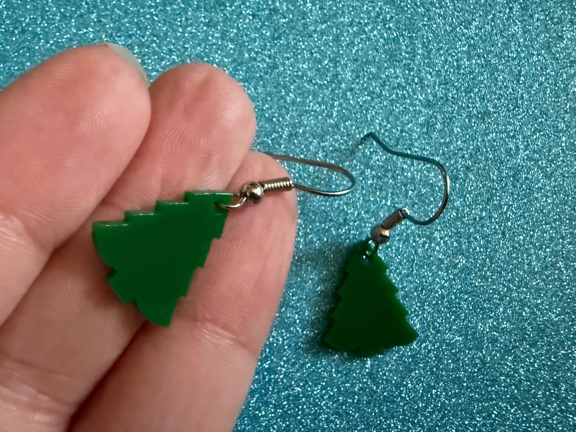 Mini Christmas Tree Earrings: Laser Cut Acrylic X-mas Trees, Evergreens, Green Earrings, Xmas, Winter, Holidays, Best Gifts for Her/Him/Them