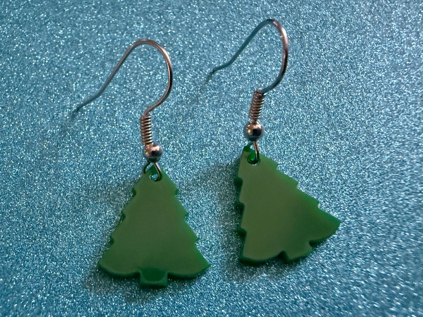 Mini Christmas Tree Earrings: Laser Cut Acrylic X-mas Trees, Evergreens, Green Earrings, Xmas, Winter, Holidays, Best Gifts for Her/Him/Them