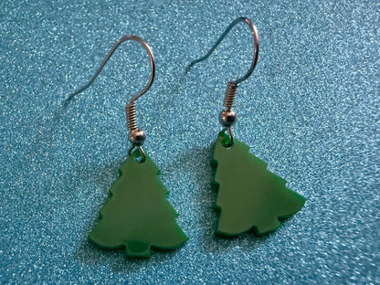 Mini Christmas Tree Earrings: Laser Cut Acrylic X-mas Trees, Evergreens, Green Earrings, Xmas, Winter, Holidays, Best Gifts for Her/Him/Them