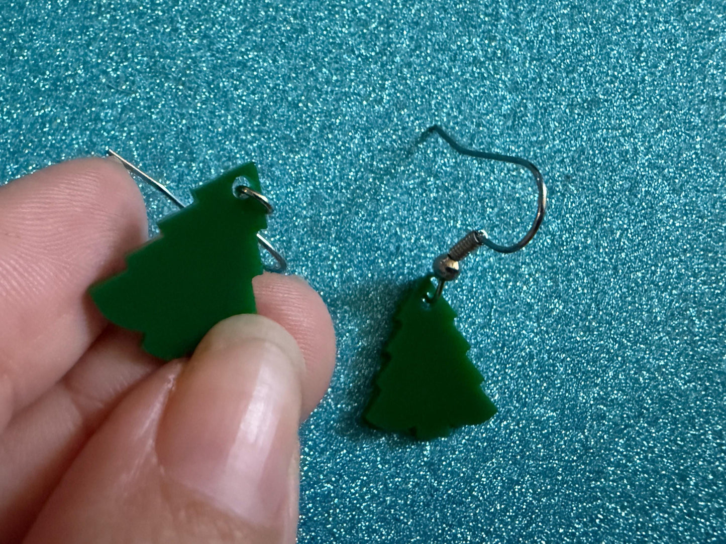 Mini Christmas Tree Earrings: Laser Cut Acrylic X-mas Trees, Evergreens, Green Earrings, Xmas, Winter, Holidays, Best Gifts for Her/Him/Them