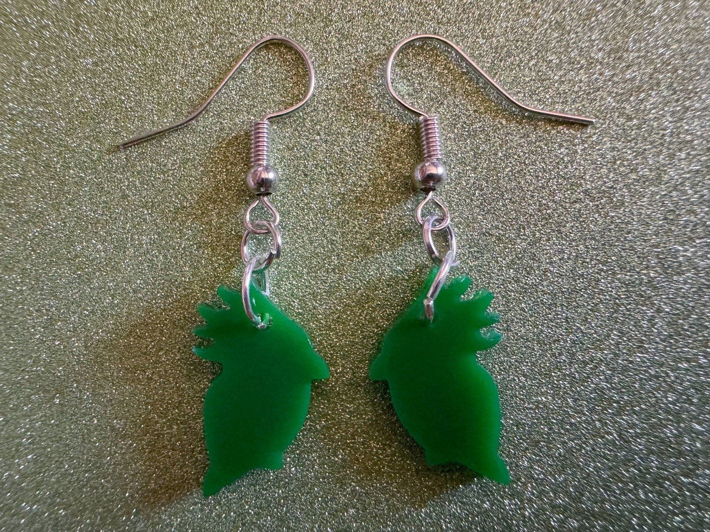 Mini Cockatoo Earrings: Laser Cut Acrylic Parrots, Cockatoos, Birds, Feathers, Parrot, Zoo, Green Earrings, Best Gifts for Her/Him/Them