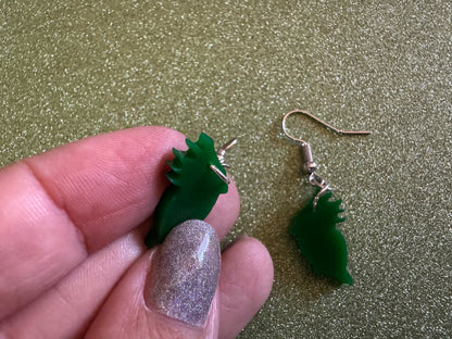 Mini Cockatoo Earrings: Laser Cut Acrylic Parrots, Cockatoos, Birds, Feathers, Parrot, Zoo, Green Earrings, Best Gifts for Her/Him/Them