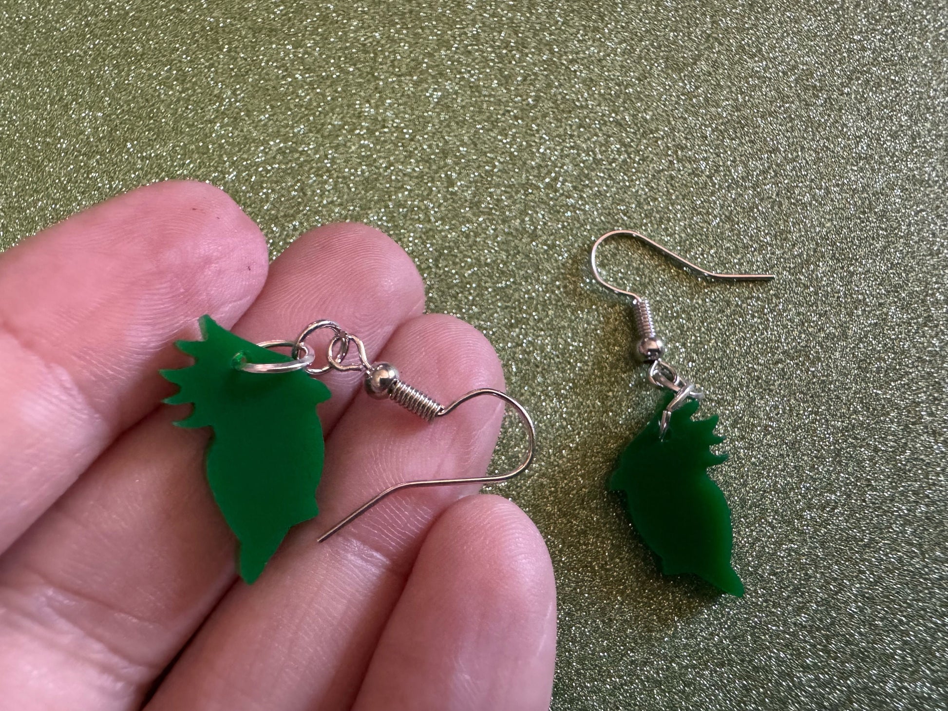 Mini Cockatoo Earrings: Laser Cut Acrylic Parrots, Cockatoos, Birds, Feathers, Parrot, Zoo, Green Earrings, Best Gifts for Her/Him/Them