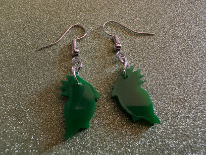 Mini Cockatoo Earrings: Laser Cut Acrylic Parrots, Cockatoos, Birds, Feathers, Parrot, Zoo, Green Earrings, Best Gifts for Her/Him/Them