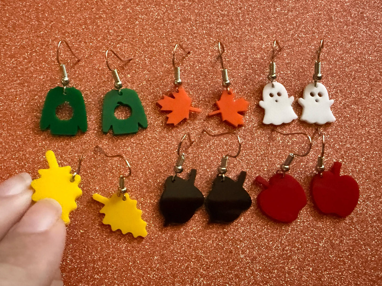 Mini Fall Earring Set: Laser Cut Acrylic Maple Leaf, Ghost, Fall Foliage, Ugly Sweater, Acorn, Apple, Halloween, Best Gifts for Her/Him/Them