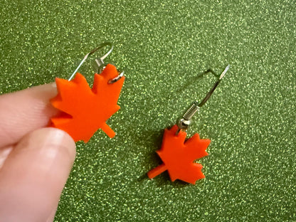 Mini Fall Leaf Earrings: Laser Cut Acrylic Leaves, Autumn Colors, Maple Leaf, Halloween, Fall Foliage, Seasons, Best Gifts for Her/Him/Them