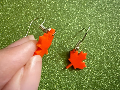 Mini Fall Leaf Earrings: Laser Cut Acrylic Leaves, Autumn Colors, Maple Leaf, Halloween, Fall Foliage, Seasons, Best Gifts for Her/Him/Them