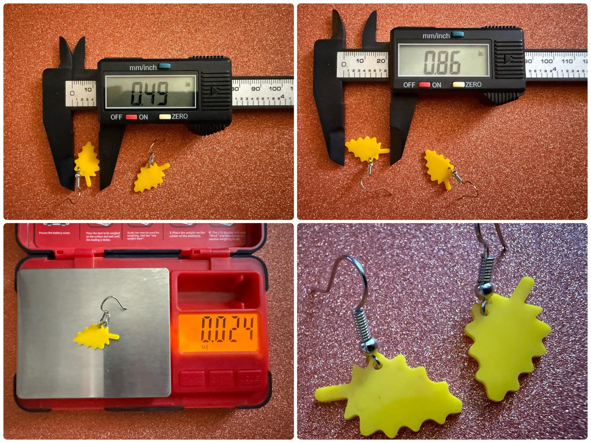 Mini Fall Leaf Earrings: Laser Cut Acrylic Leaves, Autumn Colors, Yellow Leaves, Halloween, Fall Foliage, Best Gifts for Her/Him/Them