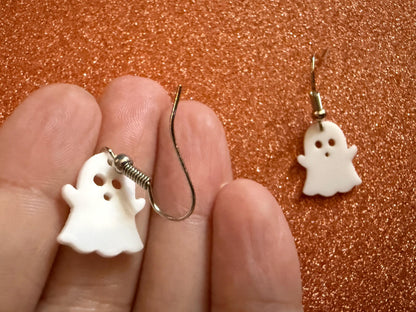 Mini Ghost Earrings: Laser Cut Acrylic Ghosts, Halloween, Haunted, Scary, Spooky, Novelty Earrings, Holiday, Best Gifts for Her/Him/Them