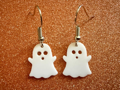 Mini Ghost Earrings: Laser Cut Acrylic Ghosts, Halloween, Haunted, Scary, Spooky, Novelty Earrings, Holiday, Best Gifts for Her/Him/Them