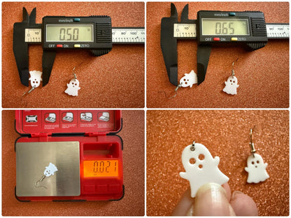 Mini Ghost Earrings: Laser Cut Acrylic Ghosts, Halloween, Haunted, Scary, Spooky, Novelty Earrings, Holiday, Best Gifts for Her/Him/Them