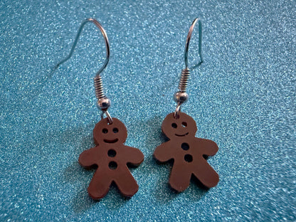 Mini Gingerbread Christmas Earrings: Laser Cut Acrylic Xmas Goodies, Gingerbread Man, Cookies, X-mas, Dessert, Best Gifts for Her/Him/Them