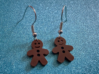 Mini Gingerbread Christmas Earrings: Laser Cut Acrylic Xmas Goodies, Gingerbread Man, Cookies, X-mas, Dessert, Best Gifts for Her/Him/Them