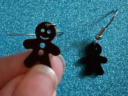 Mini Gingerbread Christmas Earrings: Laser Cut Acrylic Xmas Goodies, Gingerbread Man, Cookies, X-mas, Dessert, Best Gifts for Her/Him/Them