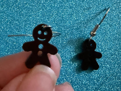 Mini Gingerbread Christmas Earrings: Laser Cut Acrylic Xmas Goodies, Gingerbread Man, Cookies, X-mas, Dessert, Best Gifts for Her/Him/Them