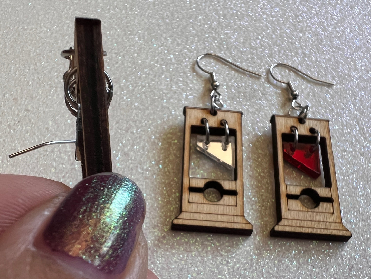 Mini Guillotine Earrings: Halloween, Scary, Horror, Execution, Death, Decapitation, Laser Cut Acrylic & Wood, Best Gifts for Her/Him/Them