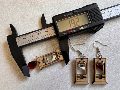 Mini Guillotine Earrings: Halloween, Scary, Horror, Execution, Death, Decapitation, Laser Cut Acrylic & Wood, Best Gifts for Her/Him/Them