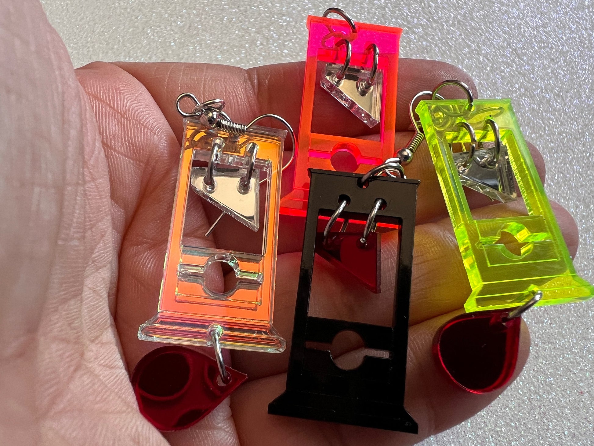 Mini Guillotine Earrings: Halloween, Scary, Horror, Execution, Death, Decapitation, Laser Cut Acrylic & Wood, Best Gifts for Her/Him/Them