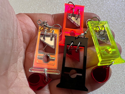 Mini Guillotine Earrings: Halloween, Scary, Horror, Execution, Death, Decapitation, Laser Cut Acrylic & Wood, Best Gifts for Her/Him/Them