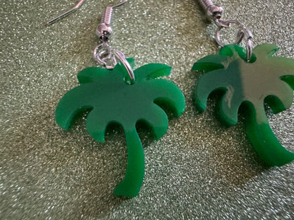 Mini Palm Tree Earrings: Laser Cut Acrylic Palm Trees, Summer Vibes, Coconuts, Beach, Hawaii, Gifts for Her/Him/Them