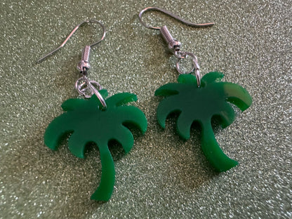 Mini Palm Tree Earrings: Laser Cut Acrylic Palm Trees, Summer Vibes, Coconuts, Beach, Hawaii, Gifts for Her/Him/Them