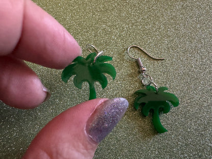 Mini Palm Tree Earrings: Laser Cut Acrylic Palm Trees, Summer Vibes, Coconuts, Beach, Hawaii, Gifts for Her/Him/Them
