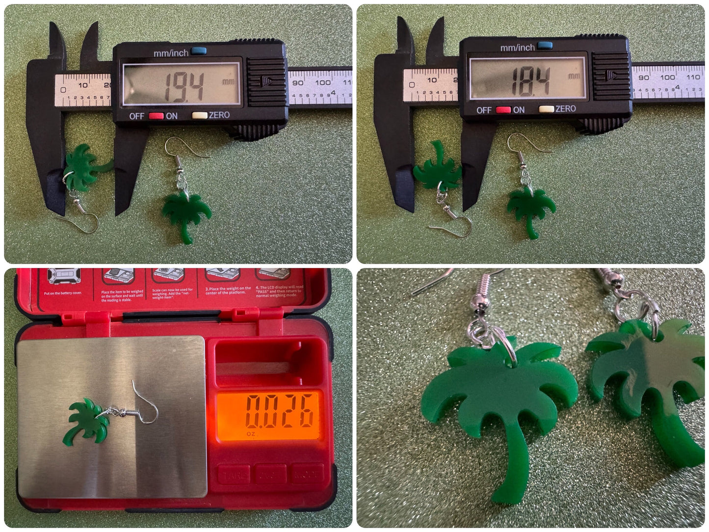 Mini Palm Tree Earrings: Laser Cut Acrylic Palm Trees, Summer Vibes, Coconuts, Beach, Hawaii, Gifts for Her/Him/Them